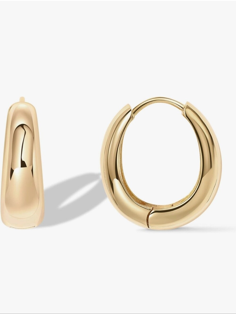 14K Gold Plated 925 Sterling Silver Post Small Chunky Hoops Earrings | Thick